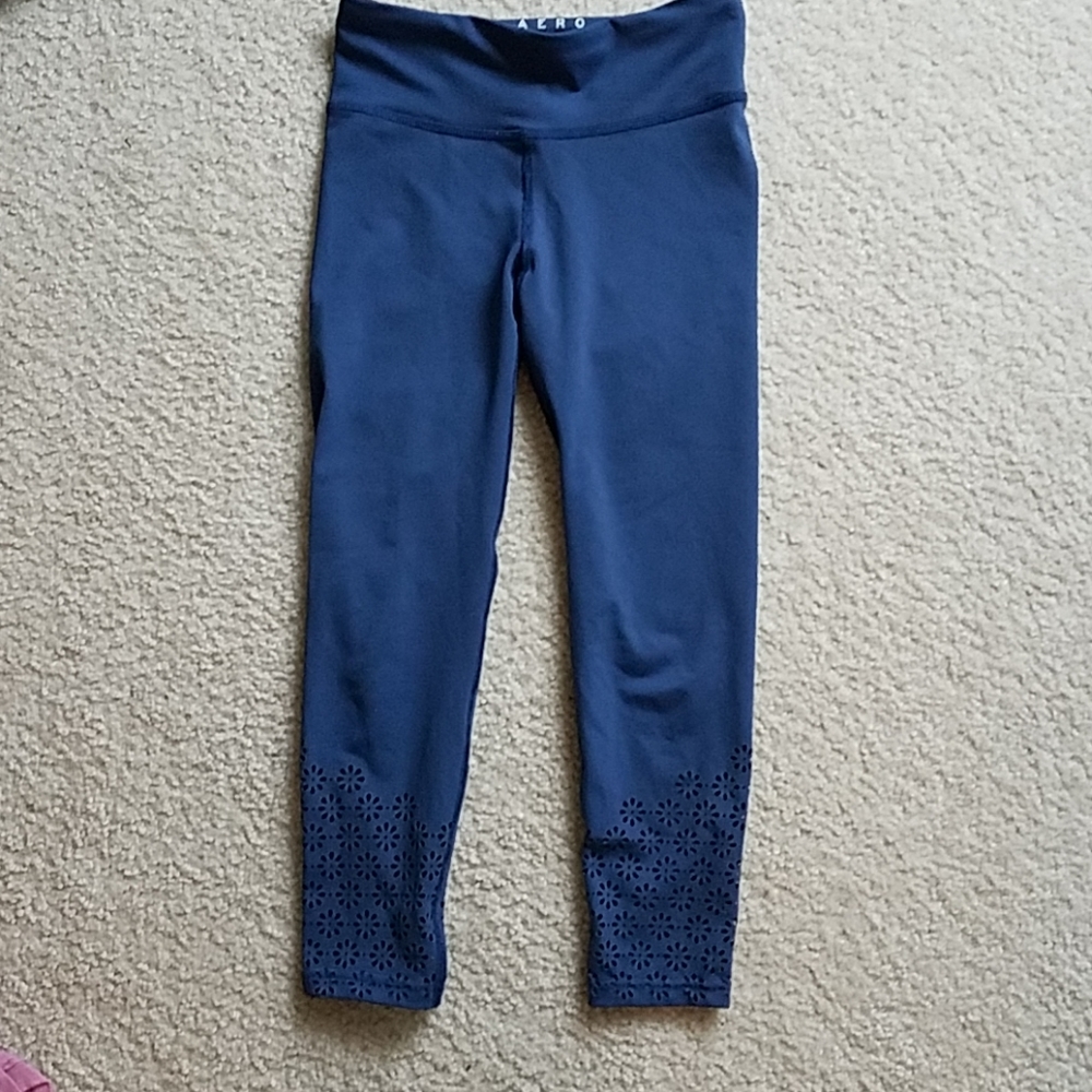 Blue Cutout Leggings